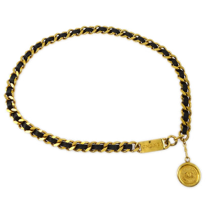 Chanel Medallion Chain Belt Black 94A Small Good