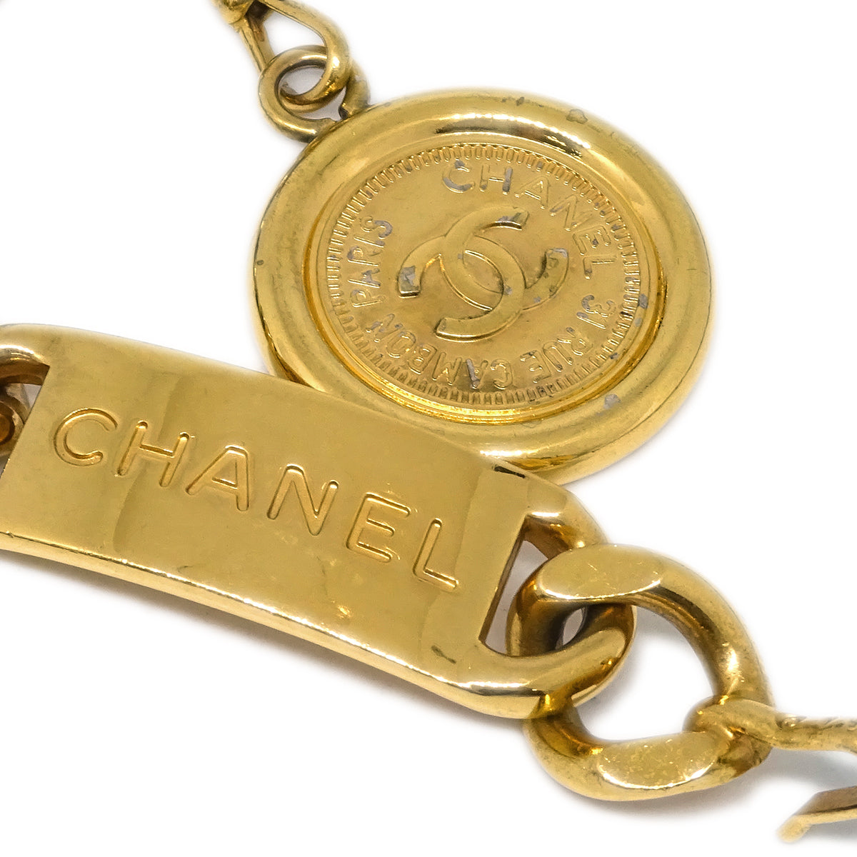 Chanel Medallion Chain Belt Black 94A Small Good