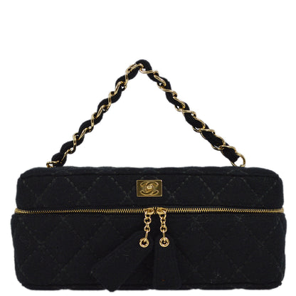 Chanel 2001-2003 Black Cotton Wild Stitch Vanity Handbag