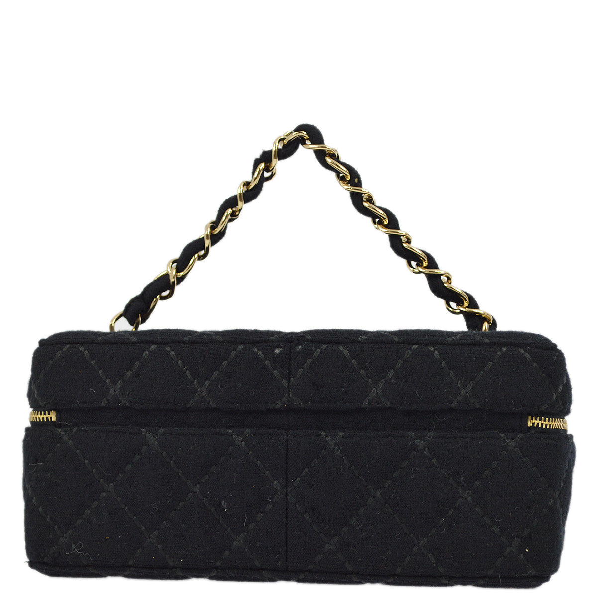 Chanel 2001-2003 Black Cotton Wild Stitch Vanity Handbag