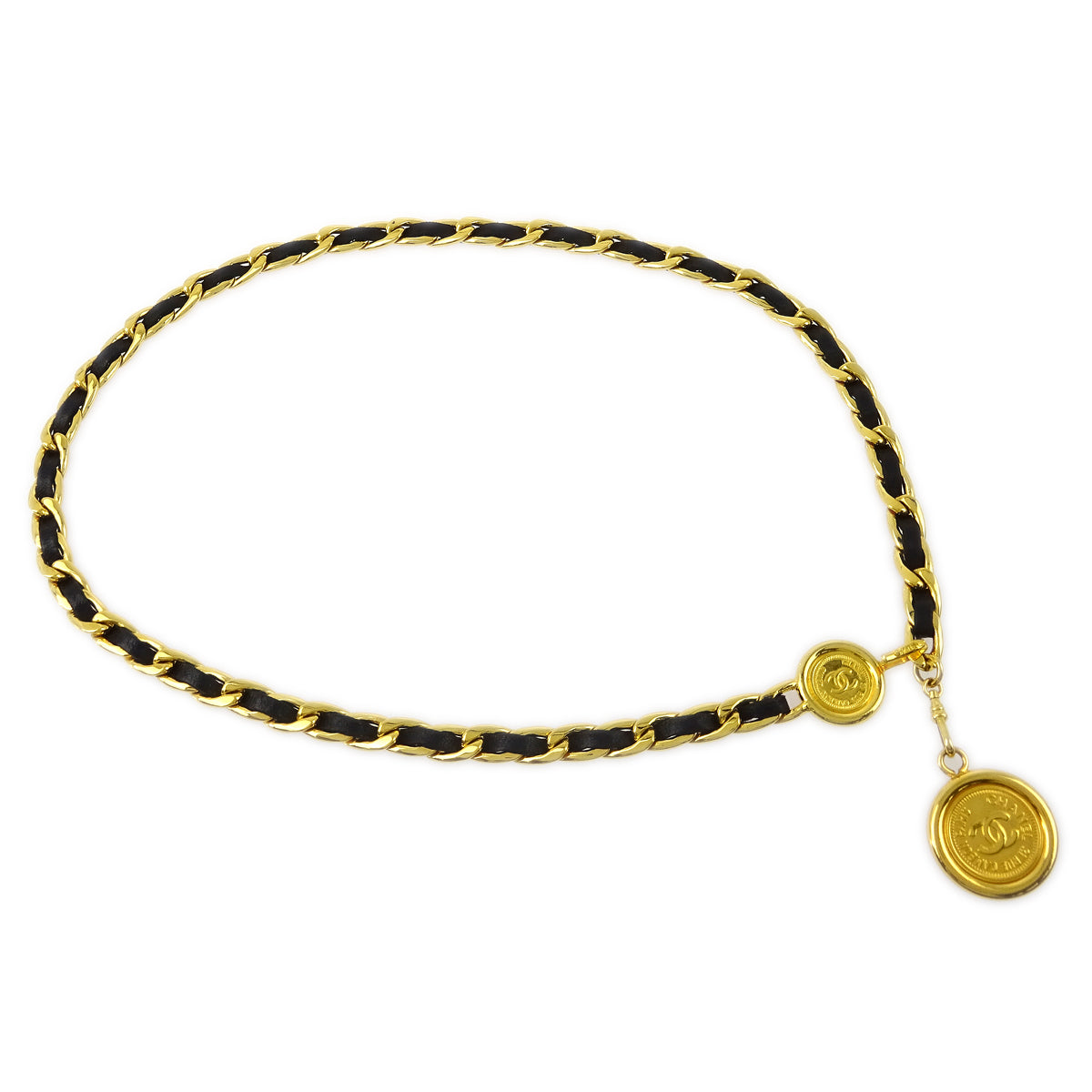 Chanel Medallion Chain Belt Black 94A Small Good