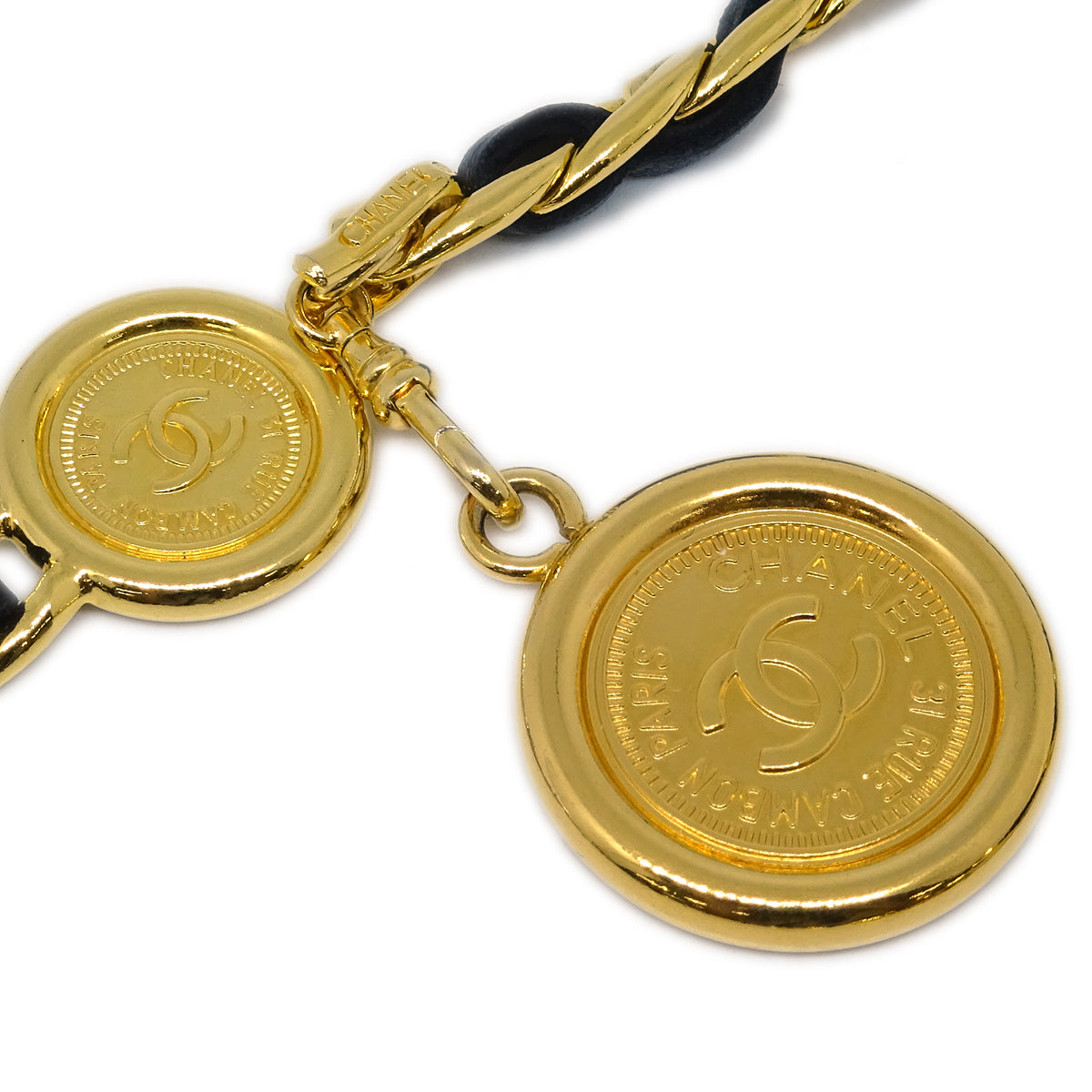 Chanel Medallion Chain Belt Black 94A Small Good