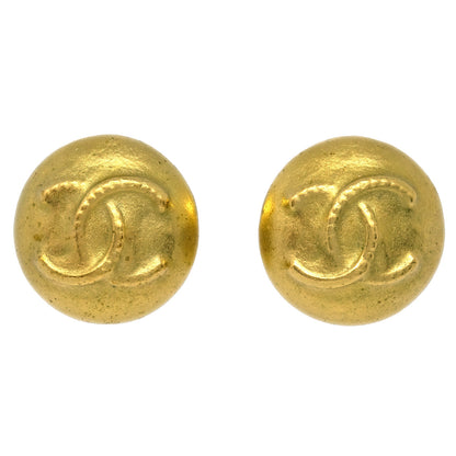 Chanel Gold Button Earrings Clip-On 95C