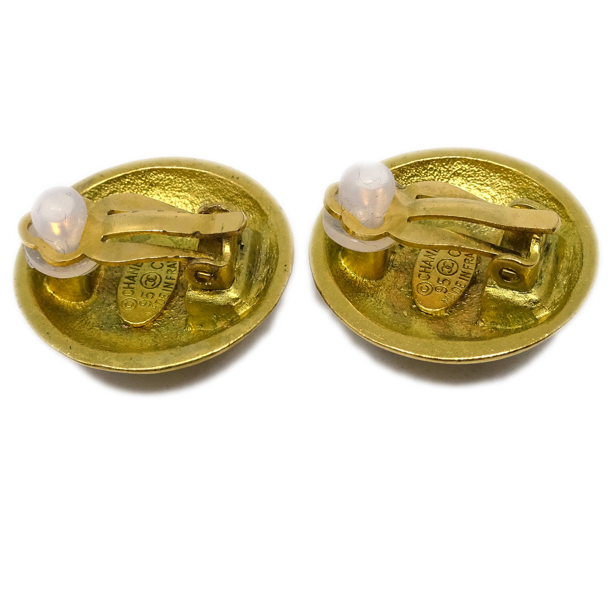 Chanel Gold Button Earrings Clip-On 95C