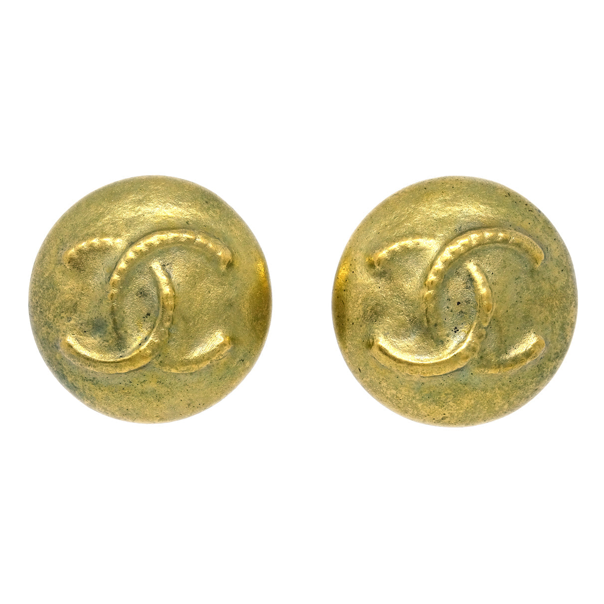 Chanel Gold Button Earrings Clip-On 95P