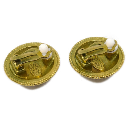 Chanel Gold Button Earrings Clip-On 95P