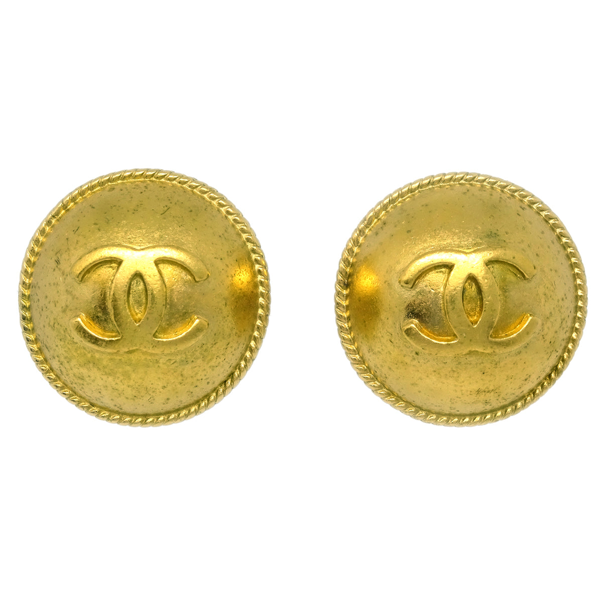 Chanel Gold Button Earrings Clip-On 94A