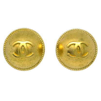 Chanel Gold Button Earrings Clip-On 94A