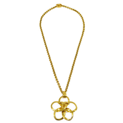 Chanel Flower Gold Chain Pendant Necklace 96P