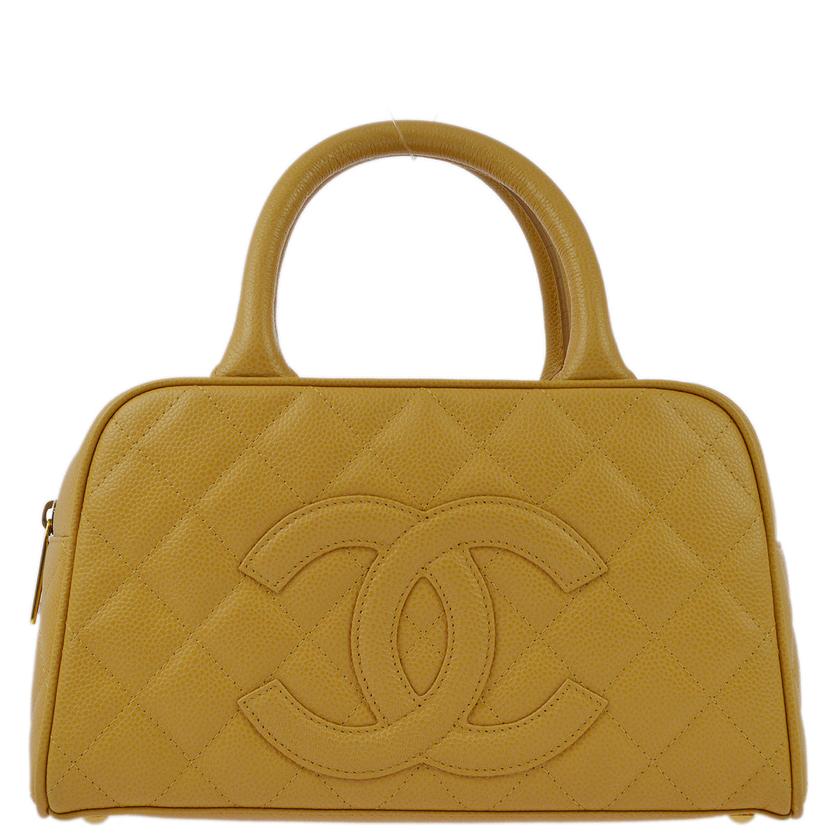 Chanel 2004-2005 Beige Caviar Bowling Bag 27