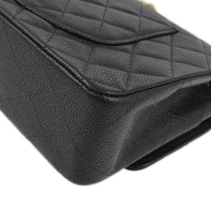 Chanel 2000-2001 Black Caviar Medium Classic Double Flap Shoulder Bag