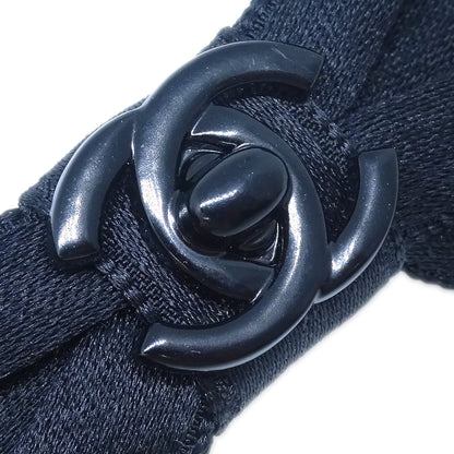 Chanel Turnlock Bow Satin Hair Barrette Black
