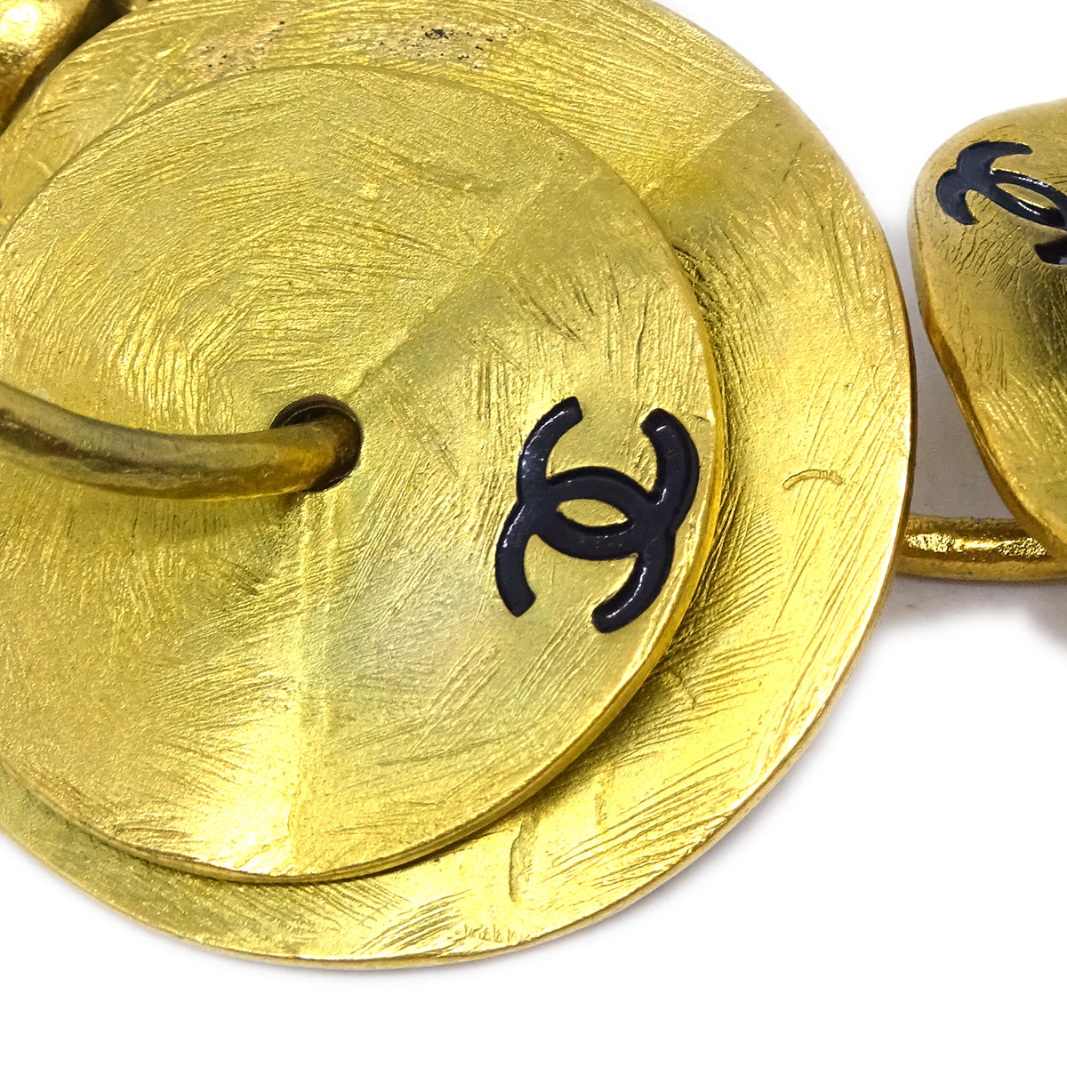 Chanel Dangle Hoop Earrings Clip-On Gold 94A