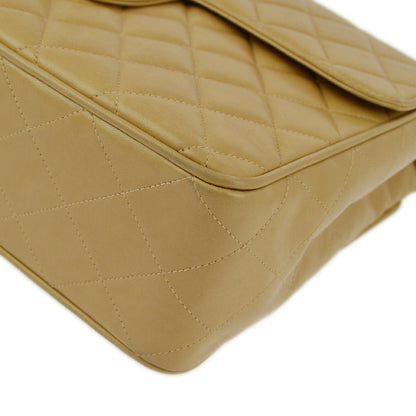 Chanel 1994-1996 Beige Lambskin Jumbo Classic Flap Bag
