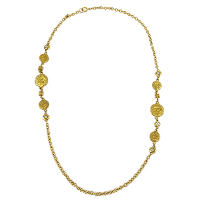 Chanel Gold Chain Necklace Rhinestone