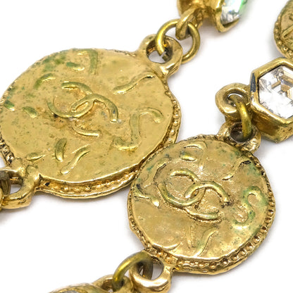 Chanel Gold Chain Necklace Rhinestone