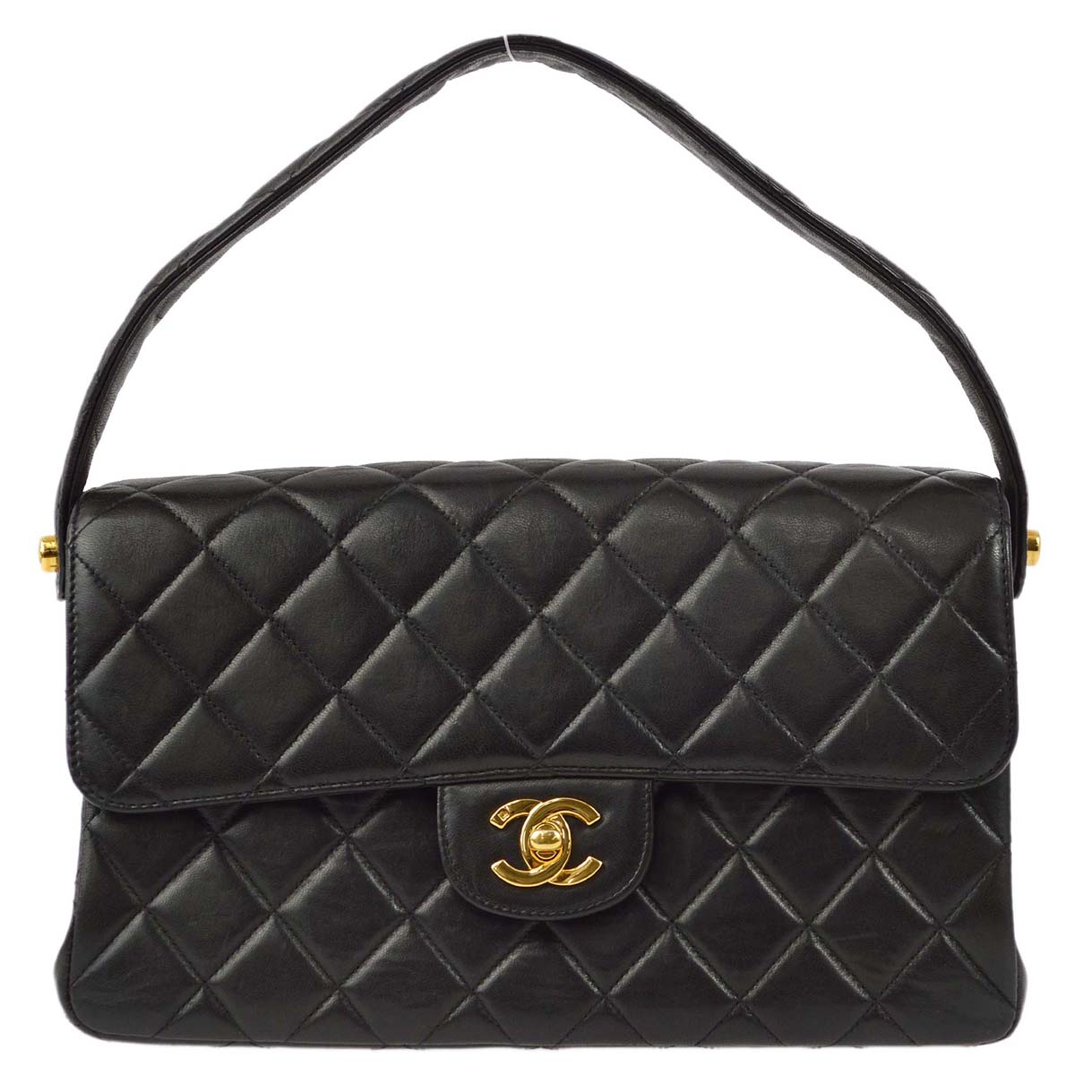 Chanel 1996-1997 Black Lambskin Double Sided Classic Flap Handbag