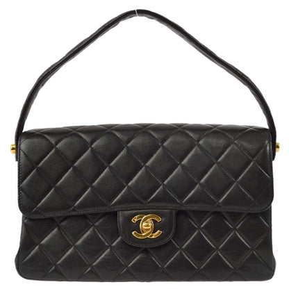 Chanel 1996-1997 Black Lambskin Double Sided Classic Flap Handbag