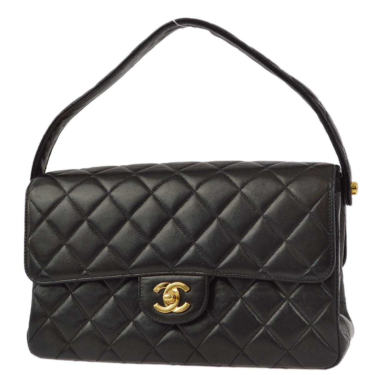 Chanel 1996-1997 Black Lambskin Double Sided Classic Flap Handbag