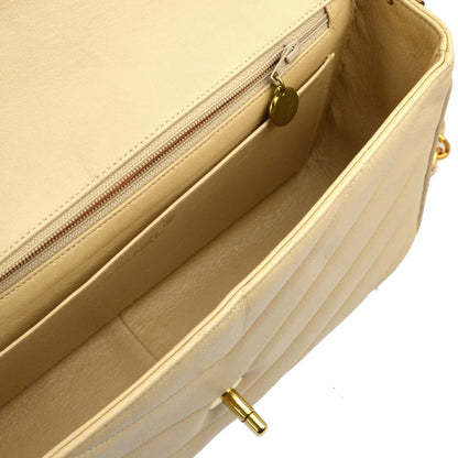 Chanel 1994-1996 Beige Lambskin Chevron Shoulder Bag