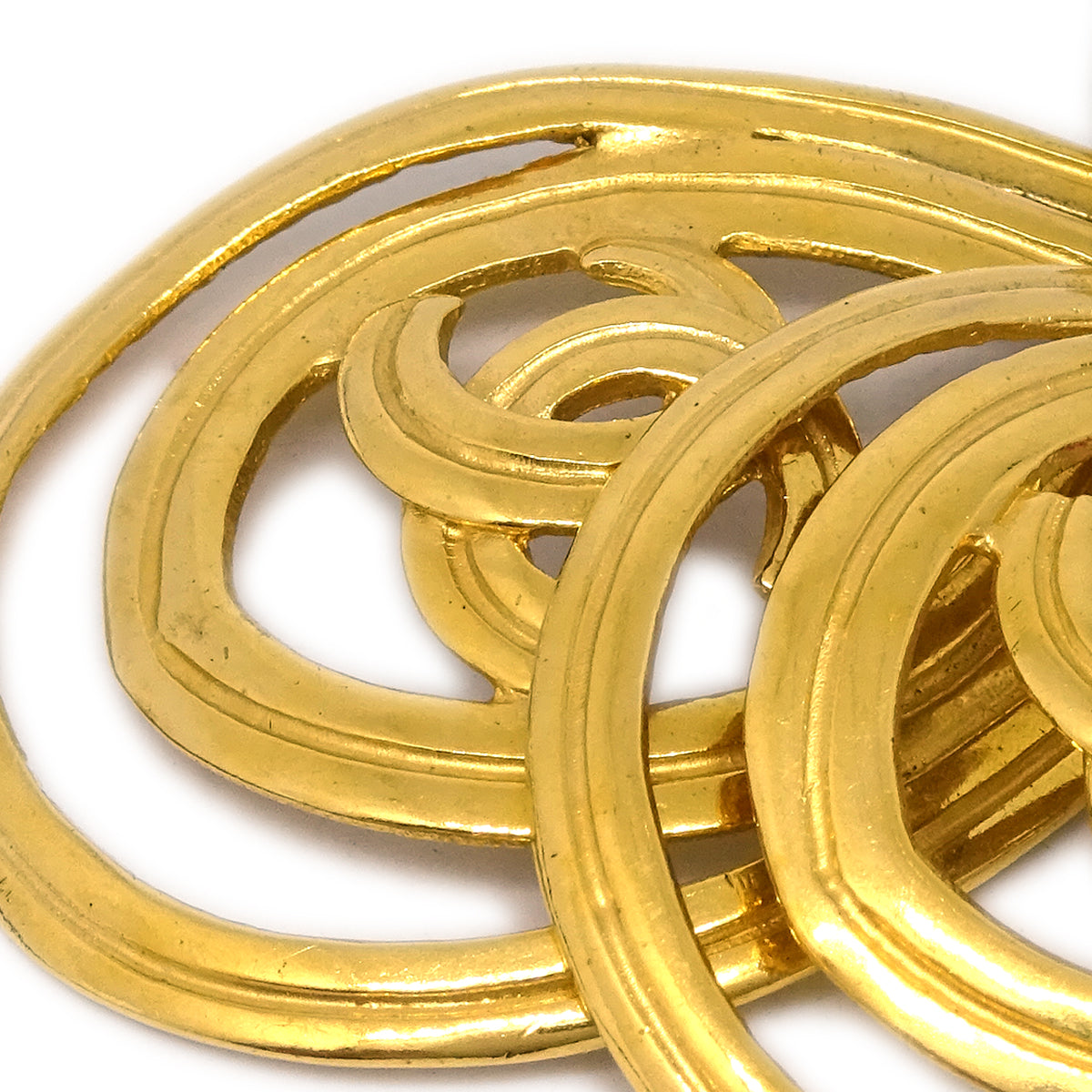 Chanel Dangle Hoop Earrings Clip-On Gold 96P