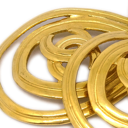 Chanel Dangle Hoop Earrings Clip-On Gold 96P