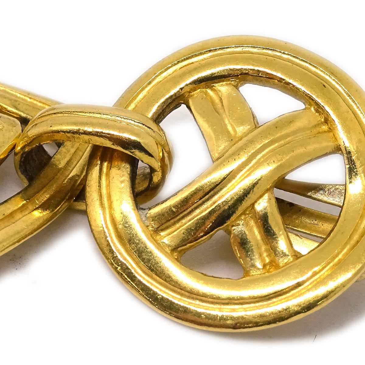 Chanel Dangle Hoop Earrings Clip-On Gold 96P