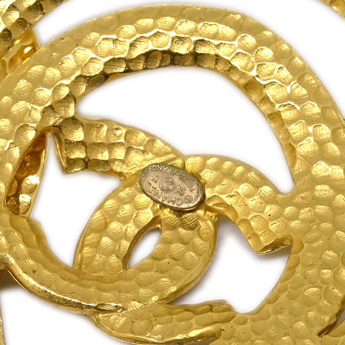 Chanel Dangle Hoop Earrings Clip-On Gold 96P