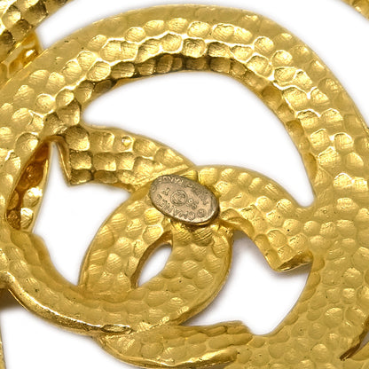 Chanel Dangle Hoop Earrings Clip-On Gold 96P