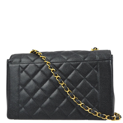 Chanel 1997-1999 Black Caviar Medium Diana Shoulder Bag