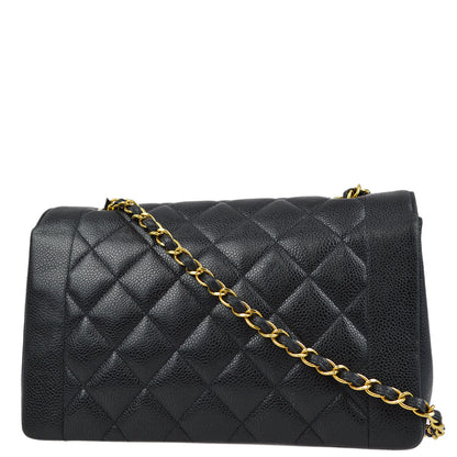 Chanel 1994-1996 Black Caviar Medium Diana Shoulder Bag