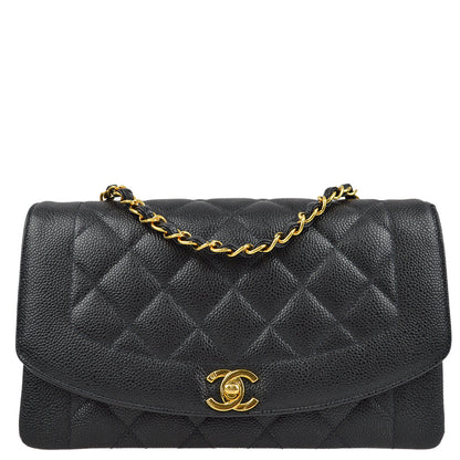 Chanel Black Caviar Medium Diana Shoulder Bag