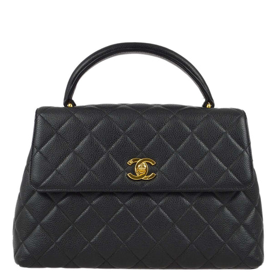 Chanel 1996-1997 Black Caviar Kelly Handbag