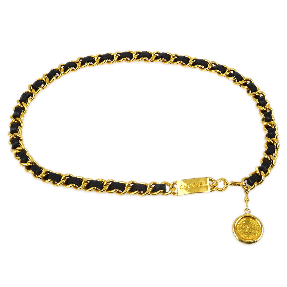 Chanel Medallion Chain Belt Black Small Good