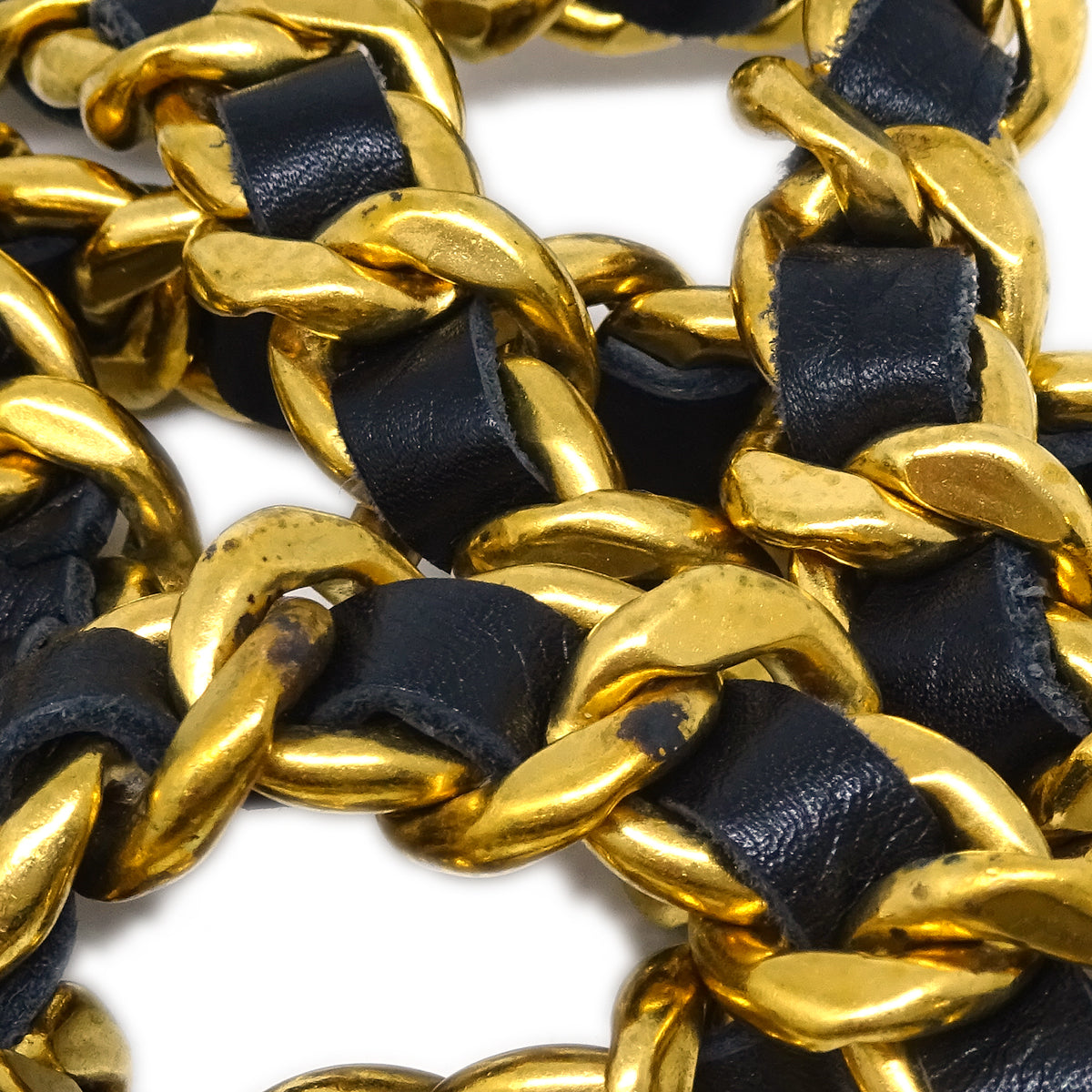 Chanel Gold Black Medallion Chain Belt 95P Small Good