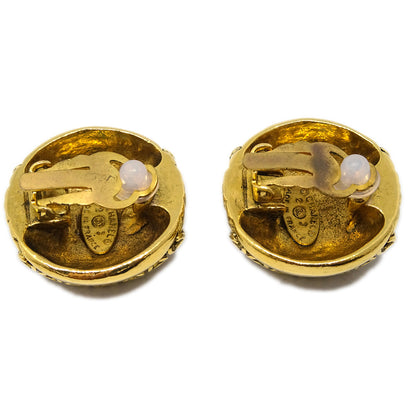 Chanel Button Earrings Clip-On Gold 23