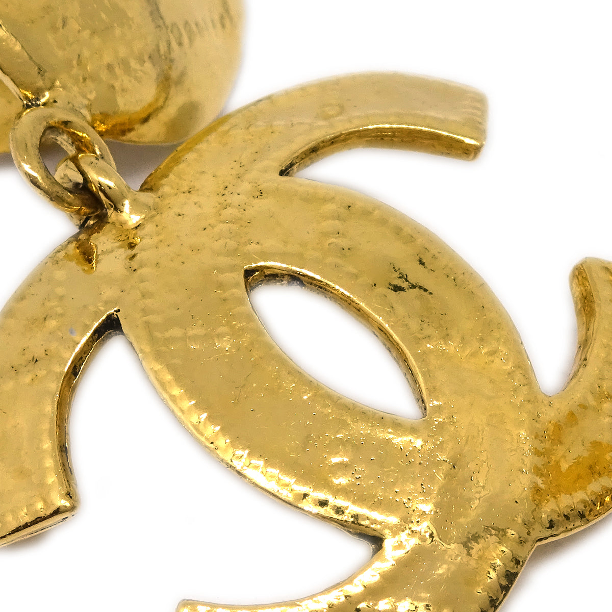Chanel Gold Dangle Earrings Clip-On 94P