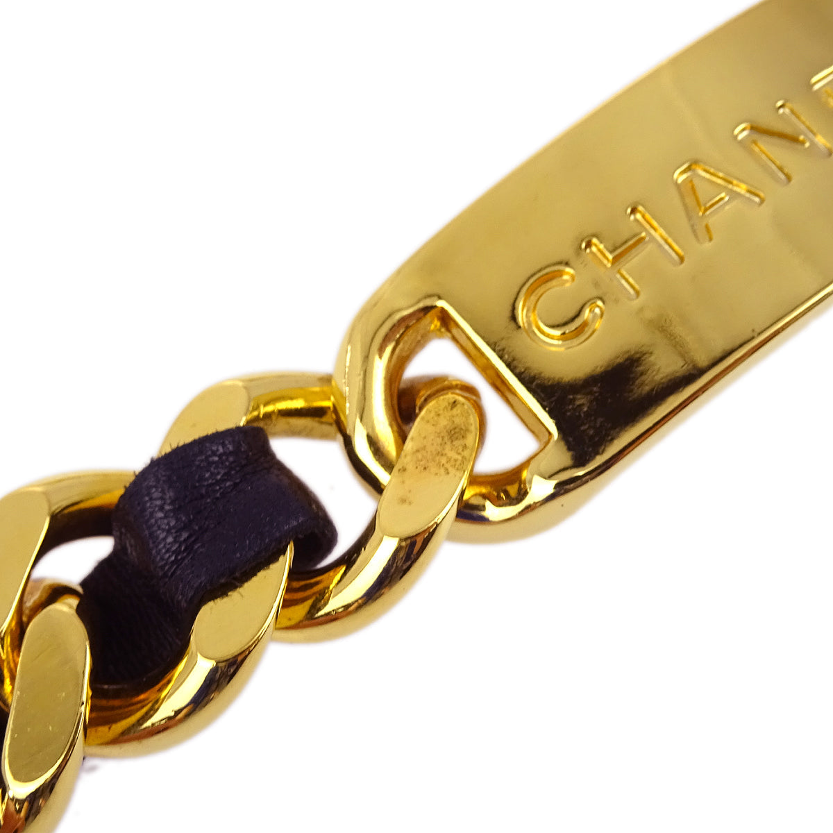 Chanel Gold Black Medallion Chain Belt 94A Small Good