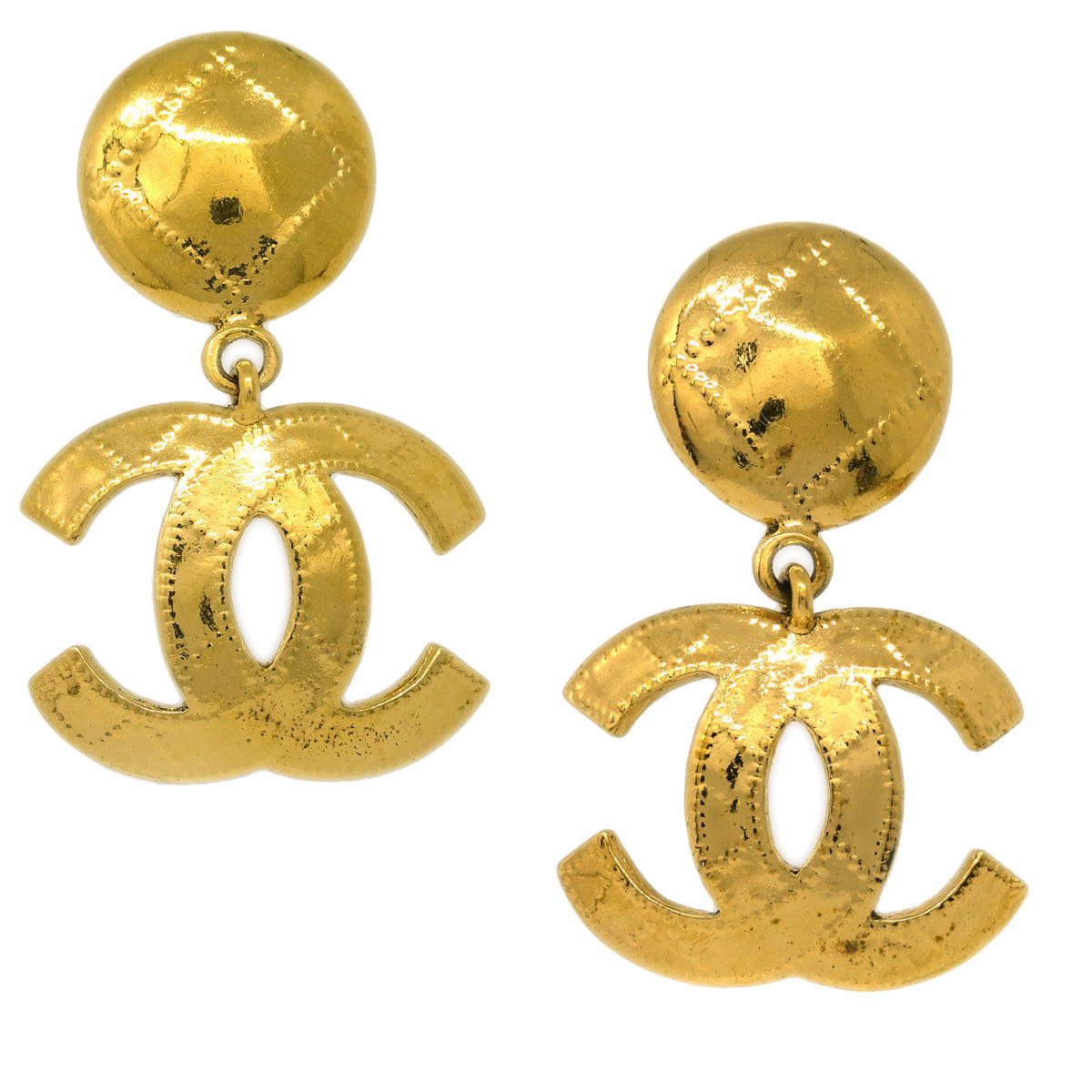 Chanel Gold Dangle Earrings Clip-On 94P