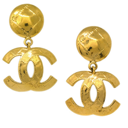 Chanel Gold Dangle Earrings Clip-On 94P