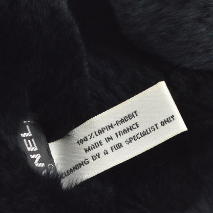 Chanel Fur Shawl Stole Black Small Good