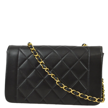 Chanel 1994-1996 Black Lambskin Small Diana Shoulder Bag