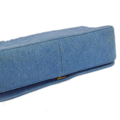 Chanel 1989-1991 Denim Turnlock Small Full Flap Bag