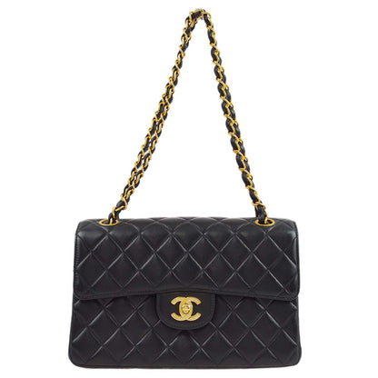 Chanel 1996-1997 Black Lambskin Double Sided Classic Flap Shoulder Bag