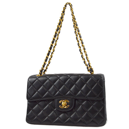 Chanel 1996-1997 Black Lambskin Double Sided Classic Flap Shoulder Bag
