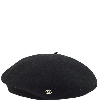 Chanel Oversize Black Hat Beret Small Good