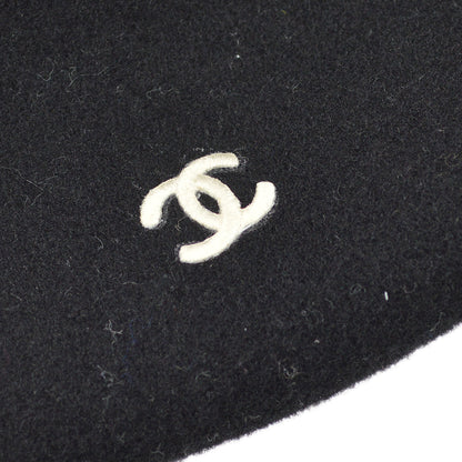 Chanel Oversize Black Hat Beret Small Good