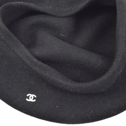 Chanel Oversize Black Hat Beret Small Good