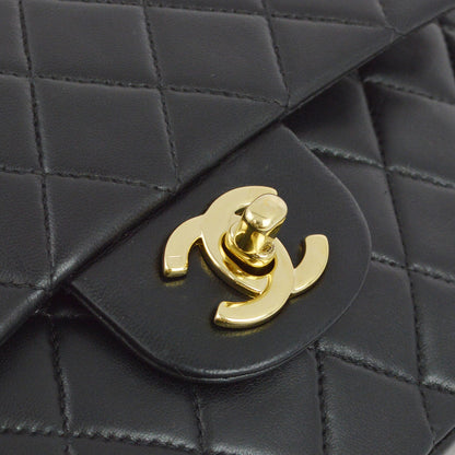 Chanel 2001-2003 Black Lambskin Small Classic Double Flap Shoulder Bag