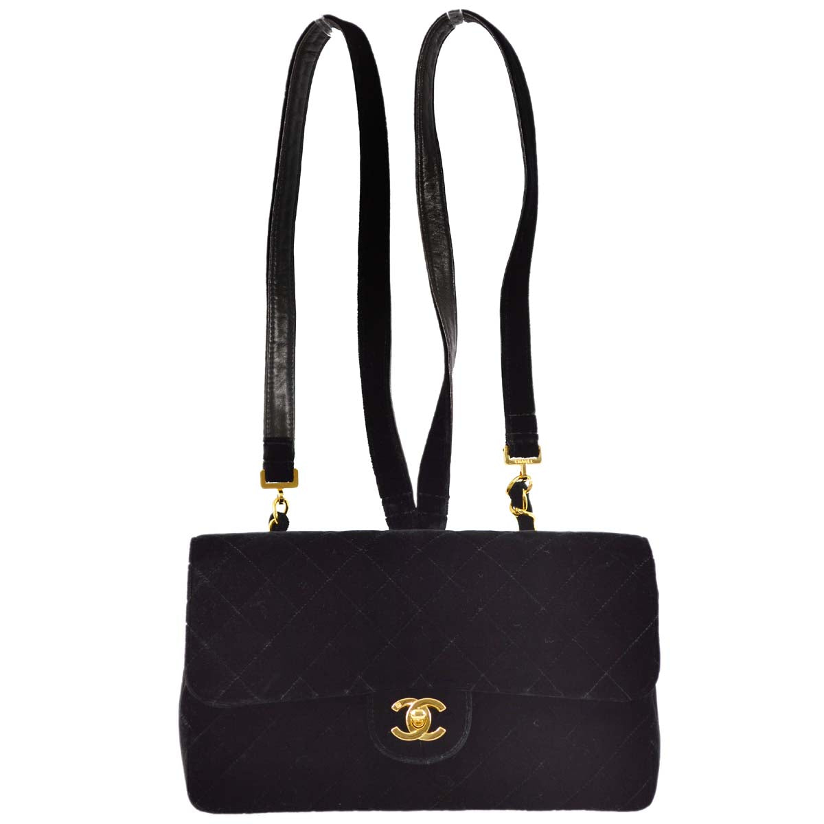 Chanel * 1994-1996 Black Velvet Classic Flap Chain Backpack